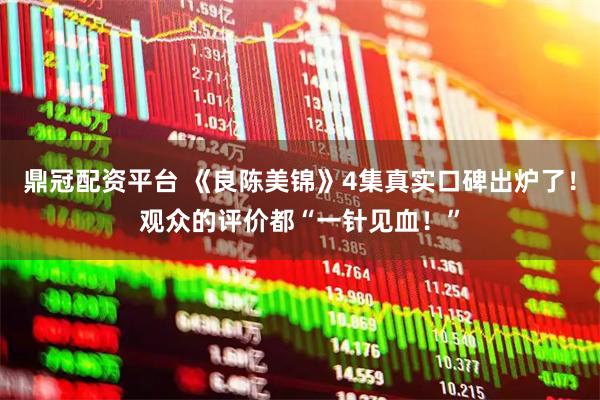 鼎冠配资平台 《良陈美锦》4集真实口碑出炉了！观众的评价都“一针见血！”